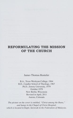 Reformulating the Mission of the Church: Searching for a New Missiology