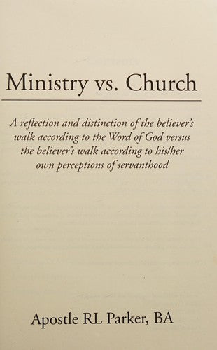 Ministry Vs. Church