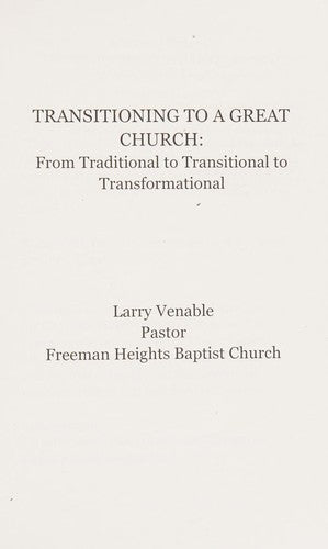 Transitioning to a Great Church